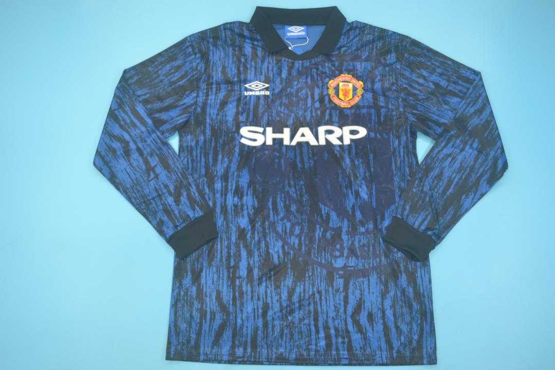 Thailand Quality(AAA) 1992/93 Manchester United Away Retro Jersey(L/S)