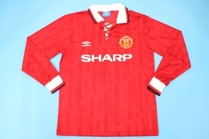 Thailand Quality(AAA) 1992/94 Manchester United Home Long Sleeve Retro Soccer Jersey