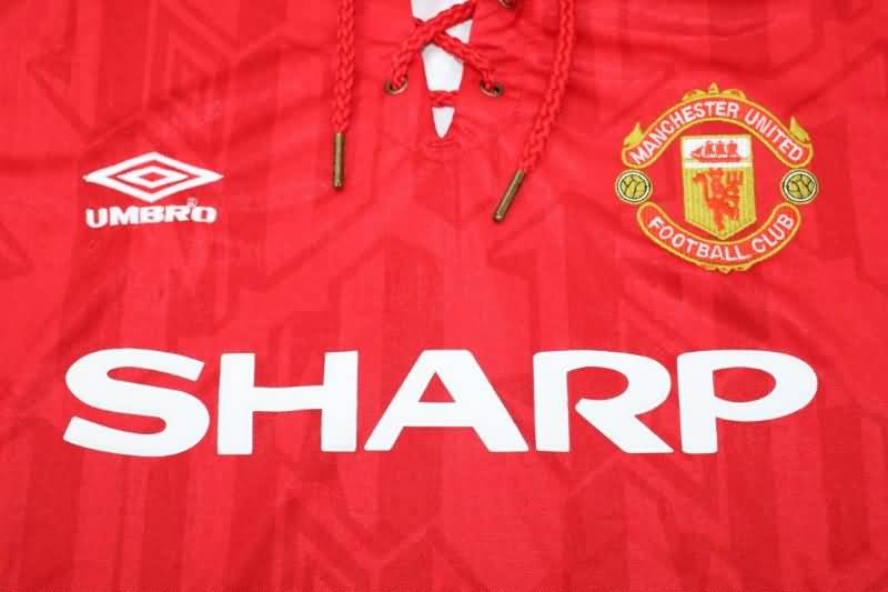 Thailand Quality(AAA) 1992/94 Manchester United Home Long Sleeve Retro Soccer Jersey