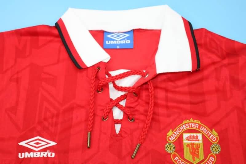 Thailand Quality(AAA) 1992/94 Manchester United Home Long Sleeve Retro Soccer Jersey