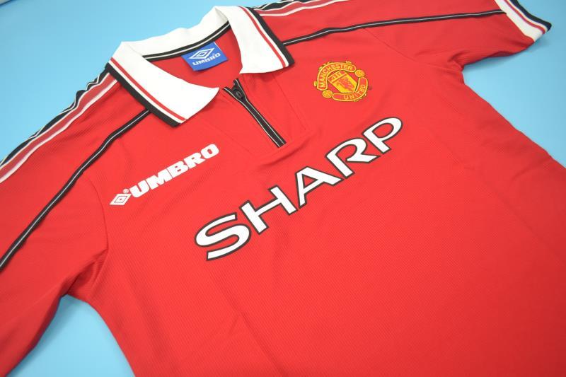 Thailand Quality(AAA) 1998/00 Manchester United Home Retro Soccer Jersey