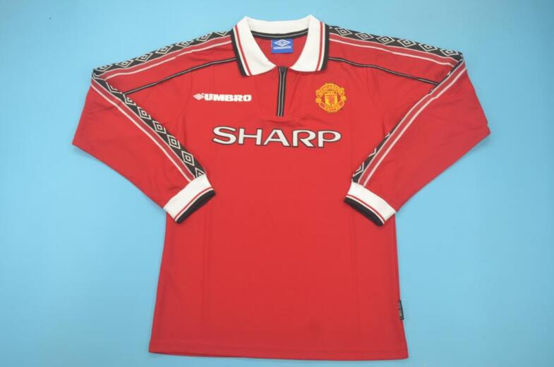 Thailand Quality(AAA) 1998/00 Manchester United Home Retro Jersey(L/S)