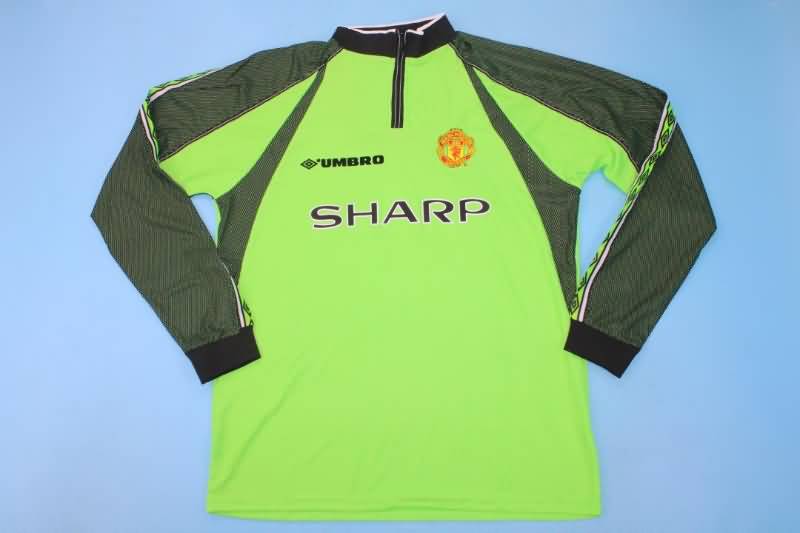 Thailand Quality(AAA) 1998/99 Manchester United GK Green Long Retro Soccer Jersey