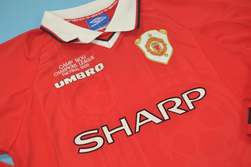 Thailand Quality(AAA) 1998/99 Manchester United UCL Home Retro Jersey(L/S)