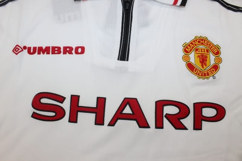 Thailand Quality(AAA) 1998/99 Manchester United White Retro Soccer Jersey