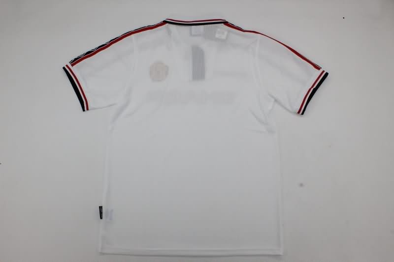 Thailand Quality(AAA) 1998/99 Manchester United White Retro Soccer Jersey