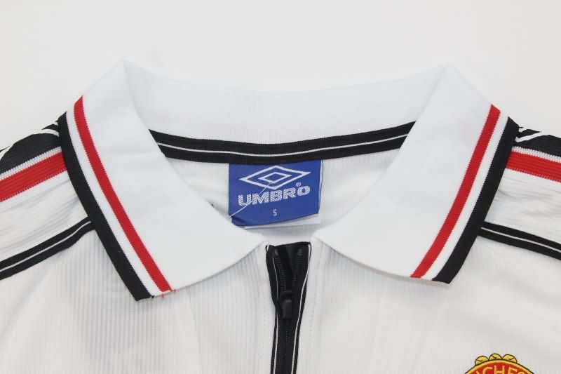 Thailand Quality(AAA) 1998/99 Manchester United White Long Sleeve Retro Soccer Jersey