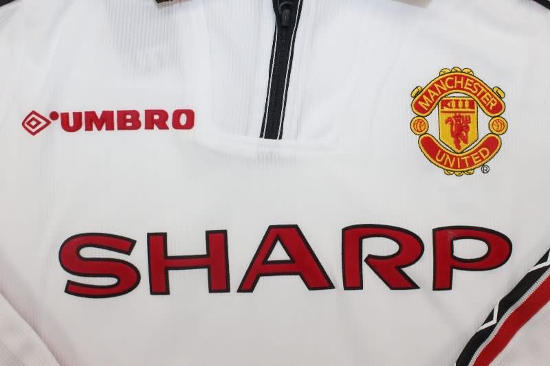 Thailand Quality(AAA) 1998/99 Manchester United White Long Sleeve Retro Soccer Jersey
