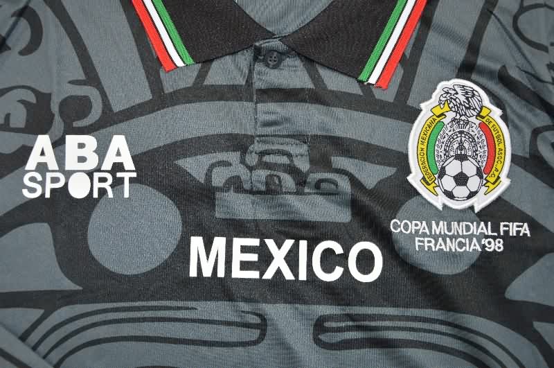 Thailand Quality(AAA) 1998 Mexico Black Retro Long Sleeve Soccer Jersey