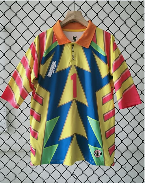 Thailand Quality(AAA) 1998 Mexico Goalkeeper Retro Soccer Jersey