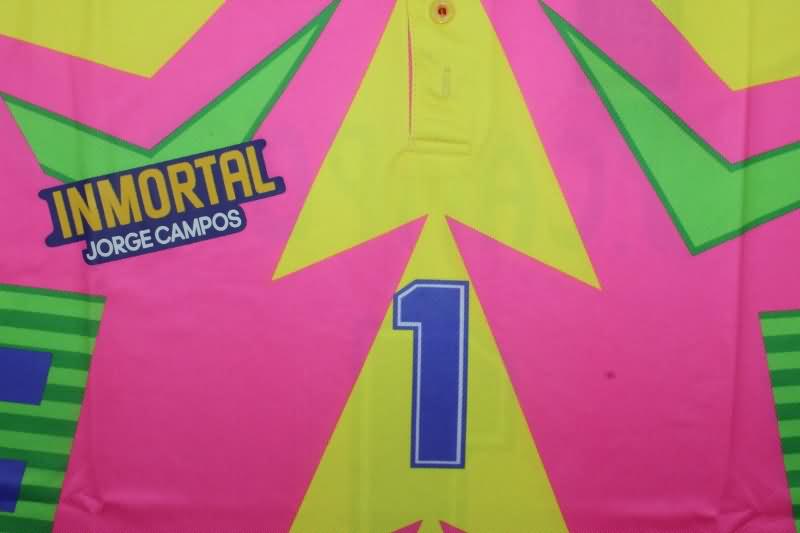 Thailand Quality(AAA) 1998 Mexico Goalkeeper Pink Retro Soccer Jersey