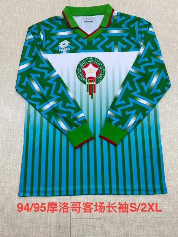 Thailand Quality(AAA) 1994/95 Morocco Away Retro Long Sleeve Soccer Jersey