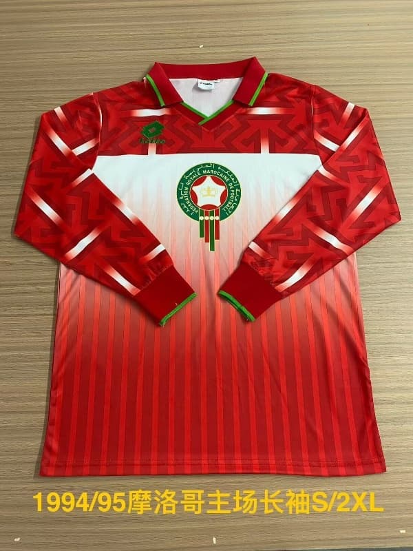 Thailand Quality(AAA) 1994/95 Morocco Home Retro Long Sleeve Soccer Jersey