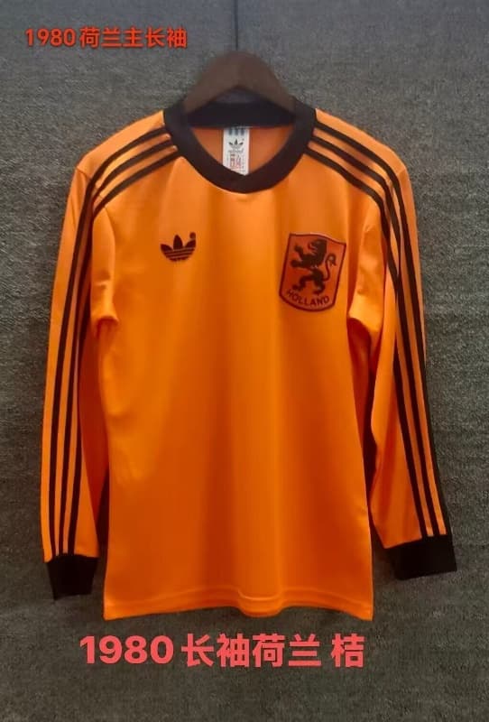 Thailand Quality(AAA) 1980 Netherlands Home Retro Long Sleeve Soccer Jersey