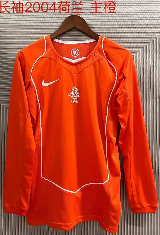 Thailand Quality(AAA) 2004 Netherlands Home Retro Long Sleeve Soccer Jersey
