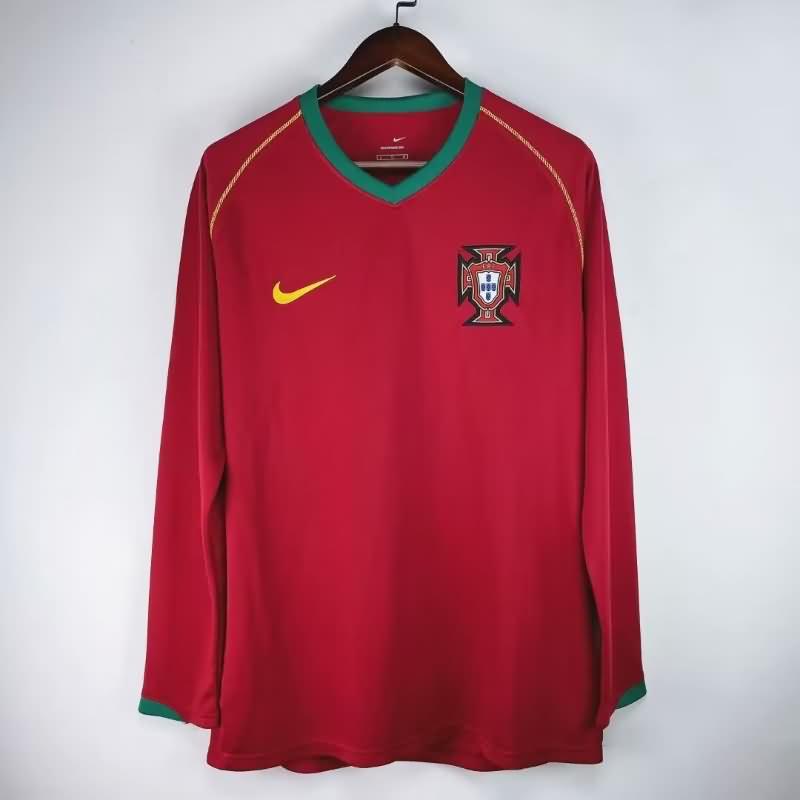 Thailand Quality(AAA) 2006/08 Portugal Home Long Sleeve Retro Soccer Jersey
