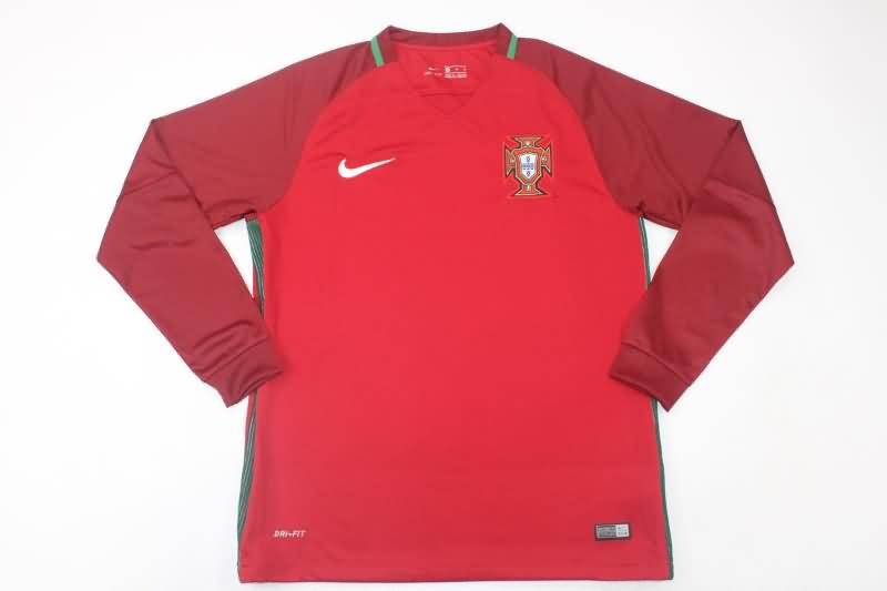 Thailand Quality(AAA) 2016/17 Portugal Home Long Sleeve Retro Soccer Jersey