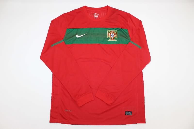 Thailand Quality(AAA) 2010 Portugal Home Long Sleeve Retro Soccer Jersey (Player)