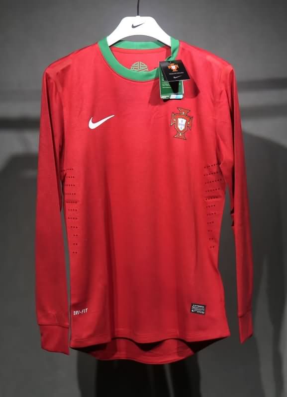 Thailand Quality(AAA) 2012 Portugal Home Long Sleeve Retro Soccer Jersey (Player)