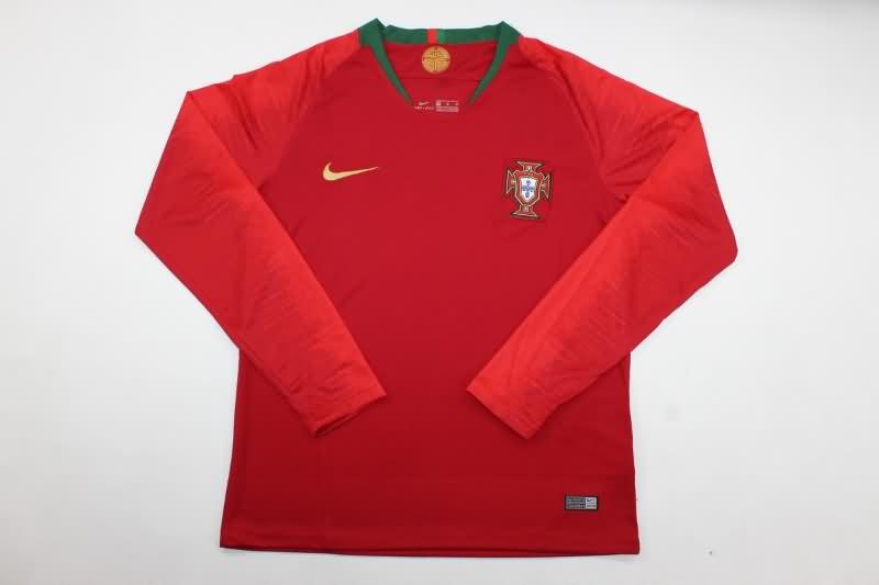 Thailand Quality(AAA) 2018 Portugal Home Long Sleeve Retro Soccer Jersey