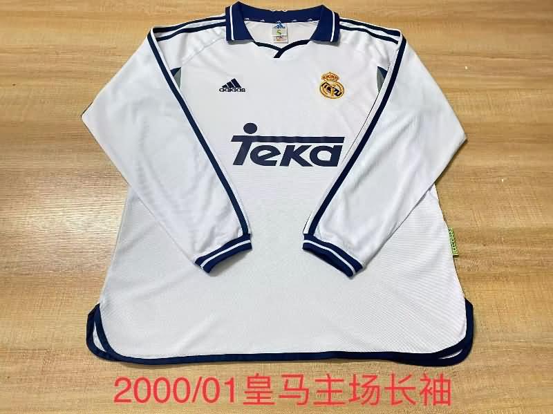 Thailand Quality(AAA) 2000/01 Real Madrid Home Retro Long Sleeve Soccer Jersey