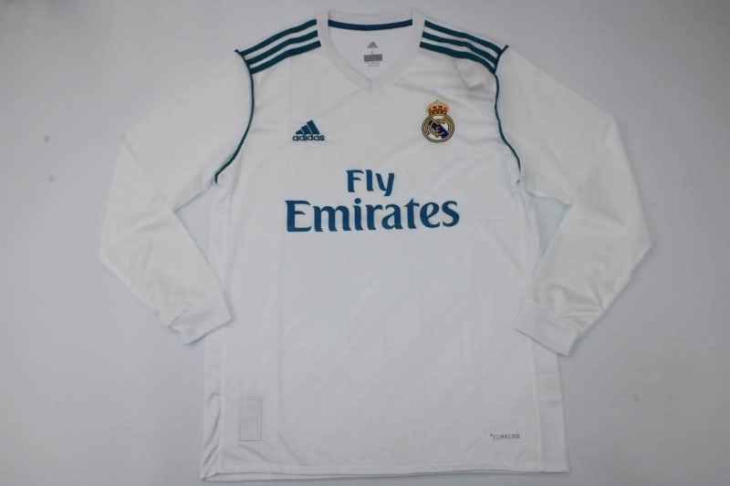 Thailand Quality(AAA) 2017/18 Real Madrid Home Long Sleeve Retro Soccer Jersey