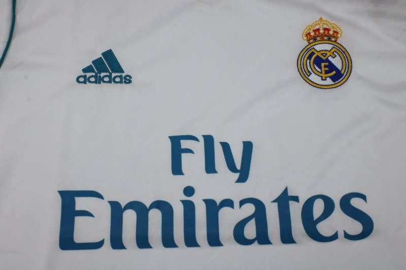 Thailand Quality(AAA) 2017/18 Real Madrid Home Long Sleeve Retro Soccer Jersey