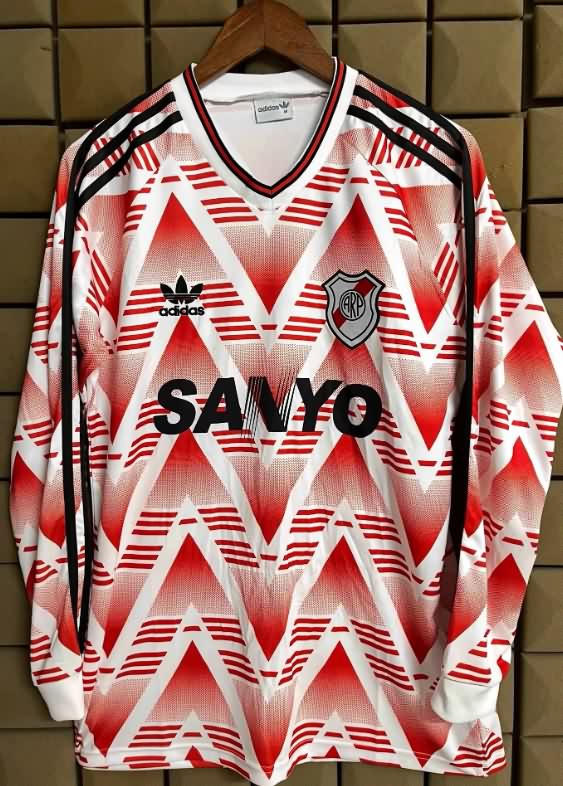 Thailand Quality(AAA) 1992/93 River Plate Away Long Sleeve Retro Soccer Jersey