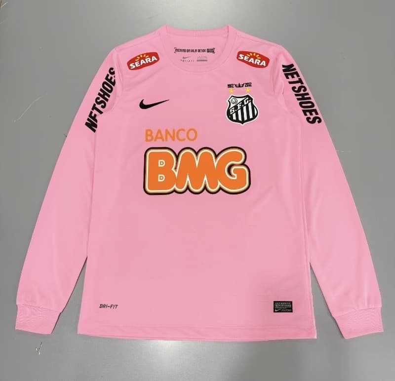 Thailand Quality(AAA) 2012/13 Santos Pink Retro Long Sleeve Soccer Jersey