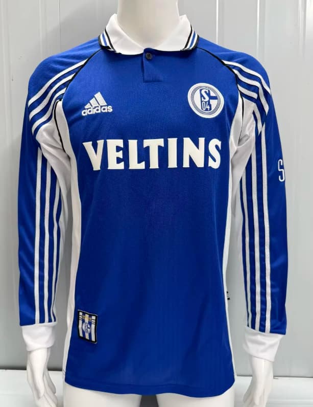 Thailand Quality(AAA) 1998/2000 Schalke 04 Home Retro Long Sleeve Soccer Jersey