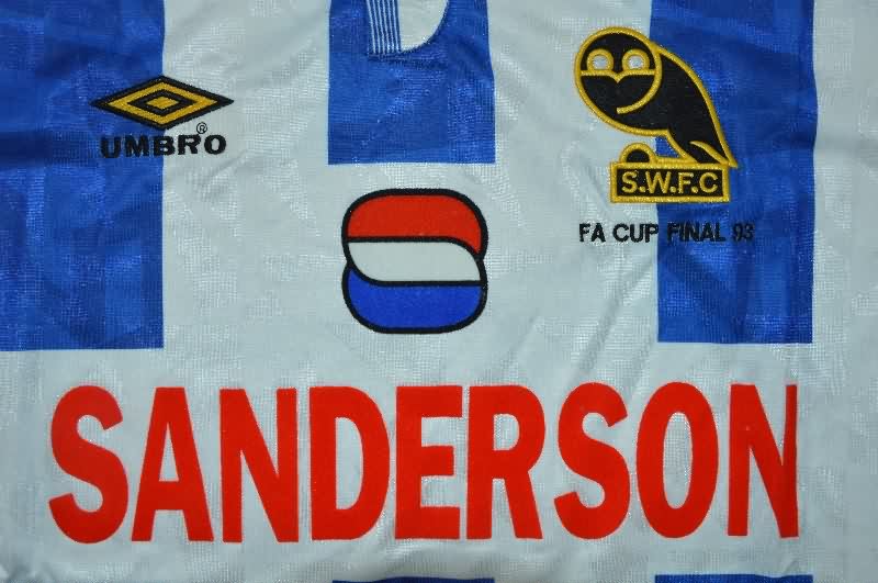 Thailand Quality(AAA) 1992/93 Sheffield Wednesday Cup Retro Soccer Jersey