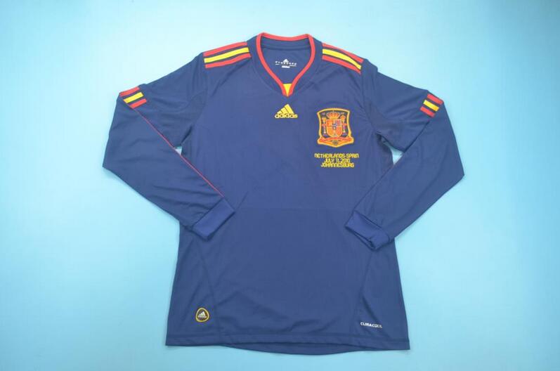 Thailand Quality(AAA) 2010 Spain Away Retro Soccer Jersey(L/S)