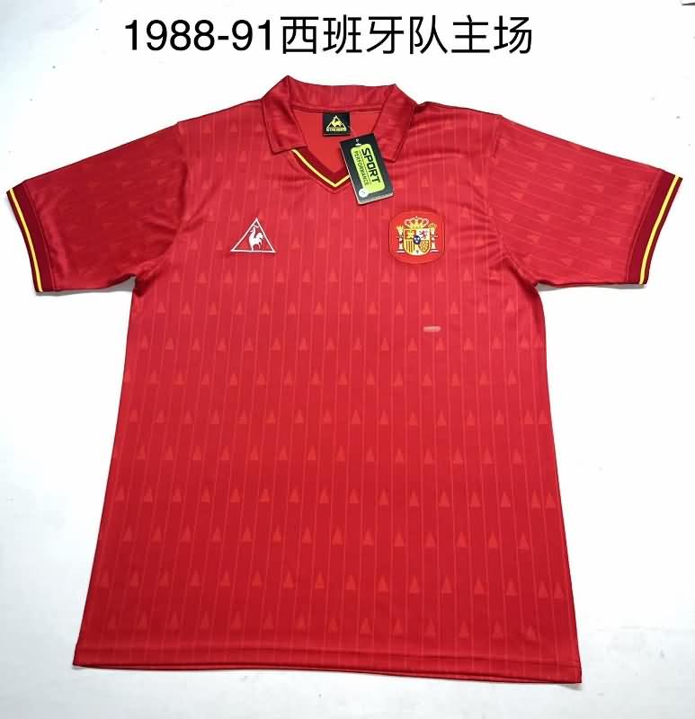 Thailand Quality(AAA) 1988/91 Spain Home Retro Soccer Jersey