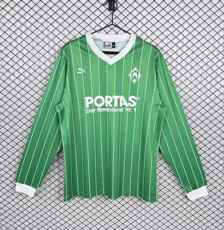 Thailand Quality(AAA) 1987/88 Werder Bremen Away Retro Long Sleeve Soccer Jersey