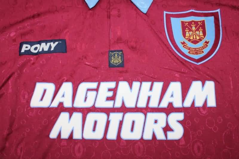 Thailand Quality(AAA) 1995/97 West Ham Home Long Sleeve Retro Soccer Jersey