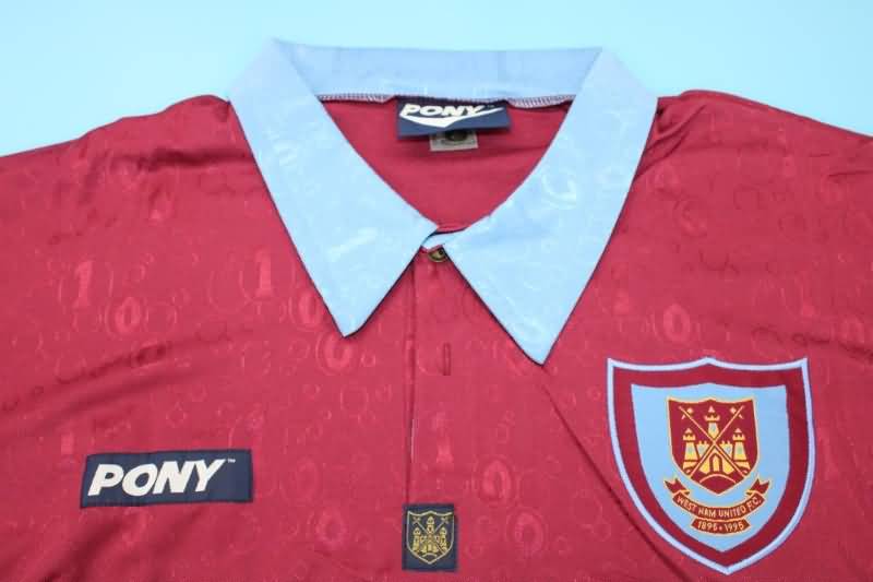 Thailand Quality(AAA) 1995/97 West Ham Home Long Sleeve Retro Soccer Jersey