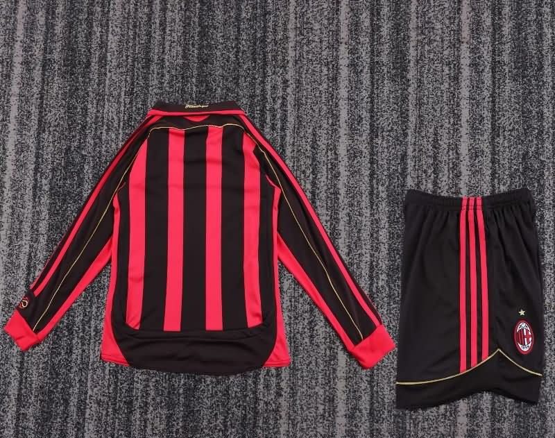 2006/07 AC Milan Home Long Sleeve Kids Soccer Jersey And Shorts