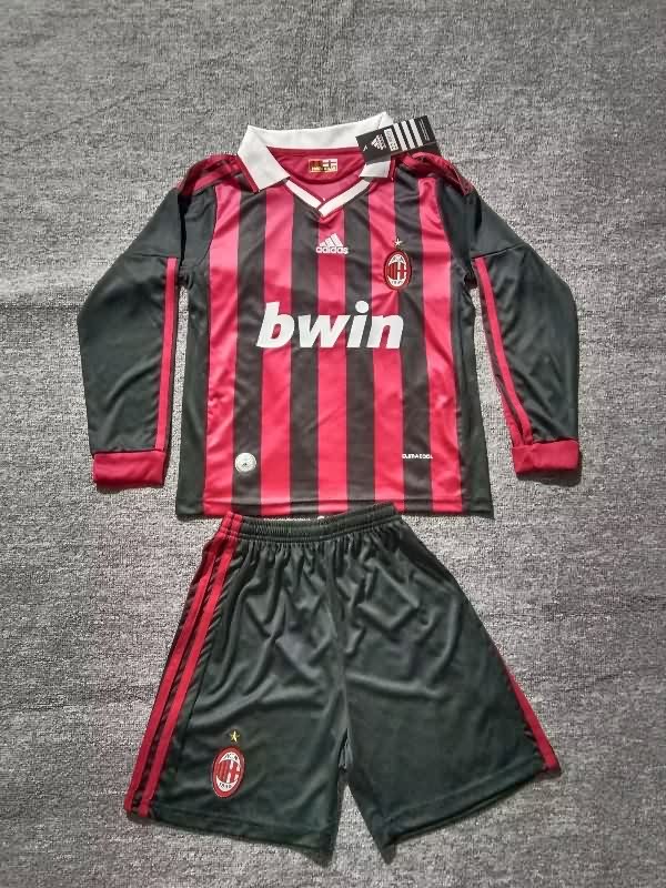 2009/10 AC Milan Home Long Sleeve Kids Soccer Jersey And Shorts
