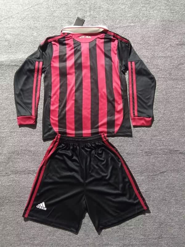 2009/10 AC Milan Home Long Sleeve Kids Soccer Jersey And Shorts