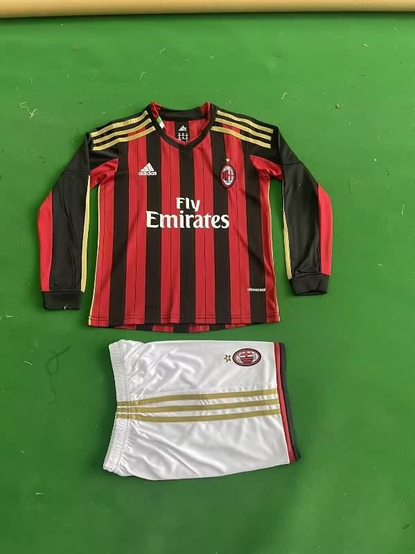 2013/14 AC Milan Home Long Sleeve Kids Soccer Jersey And Shorts