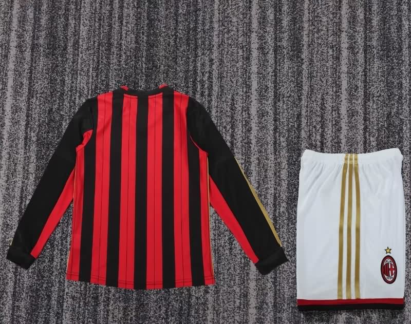 2013/14 AC Milan Home Long Sleeve Kids Soccer Jersey And Shorts
