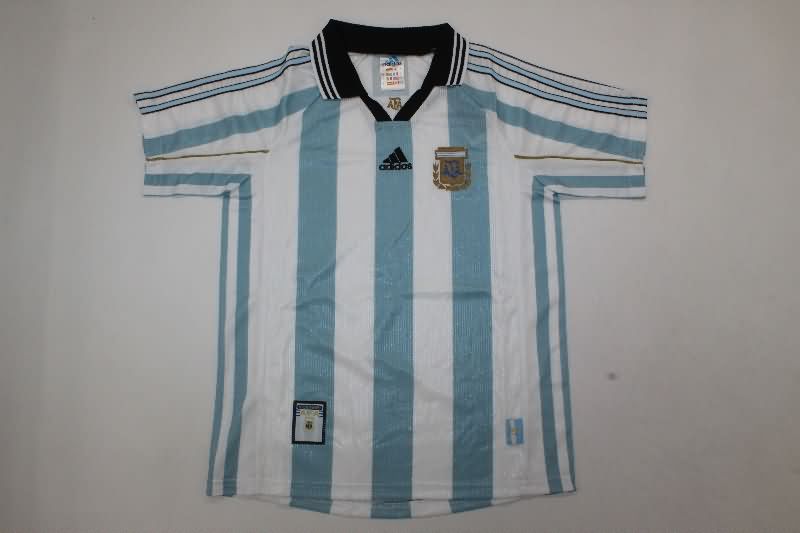 1998 Argentina Home Kids Soccer Jersey And Shorts