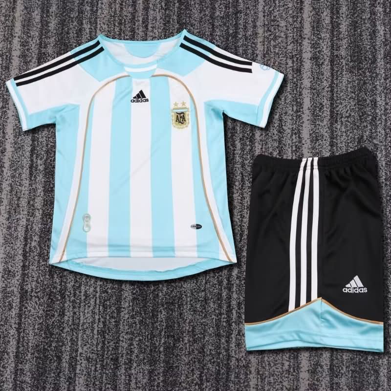 2006 Argentina Home Kids Soccer Jersey And Shorts