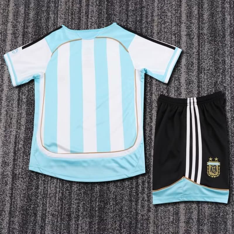 2006 Argentina Home Kids Soccer Jersey And Shorts