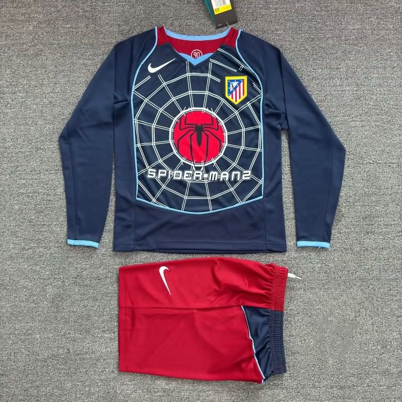 2004/05 Atletico Madrid Away Long Sleeve Kids Soccer Jersey And Shorts