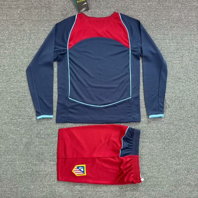 2004/05 Atletico Madrid Away Long Sleeve Kids Soccer Jersey And Shorts