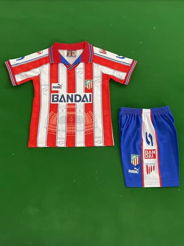 1996/97 Atletico Madrid Home Kids Soccer Jersey And Shorts