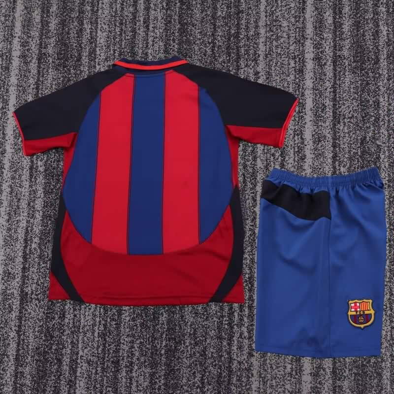 2003/04 Barcelona Home Kids Soccer Jersey And Shorts