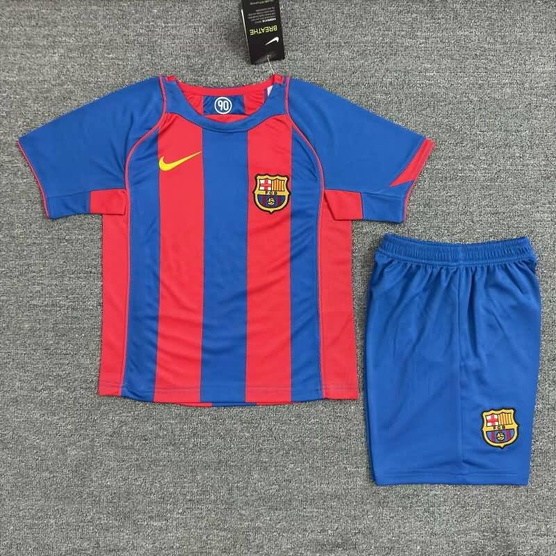 2004/05 Barcelona Home Kids Soccer Jersey And Shorts