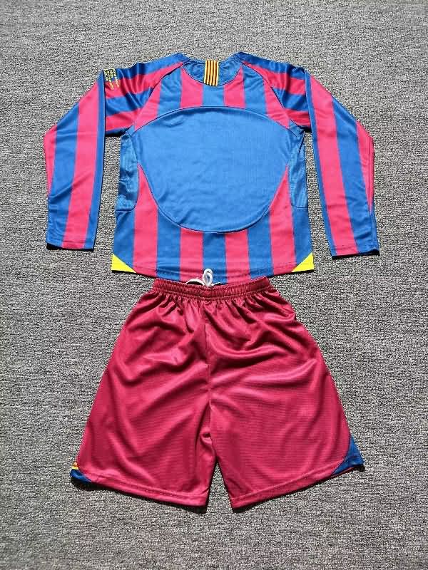 2005/06 Barcelona Home Long Sleeve Kids Soccer Jersey And Shorts